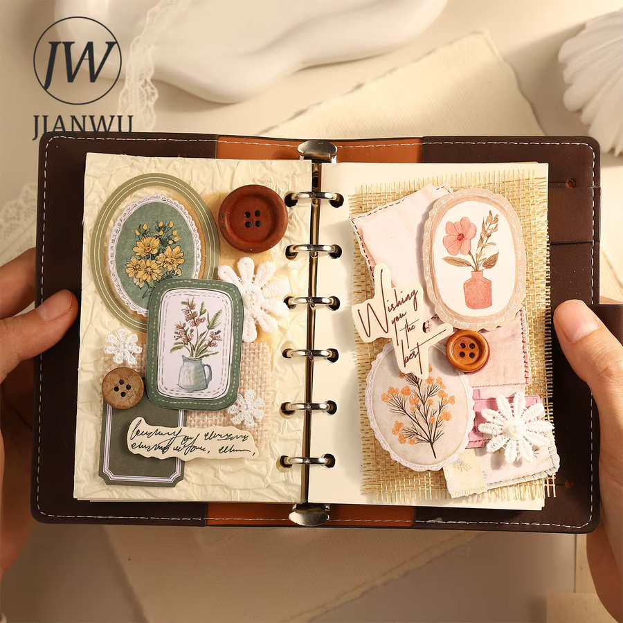 JIANWU Mijing Flower Collection Series Vintage Floral Landschaft Sticker Set für kreatives DIY Journaling in Multicolour - Bild 2