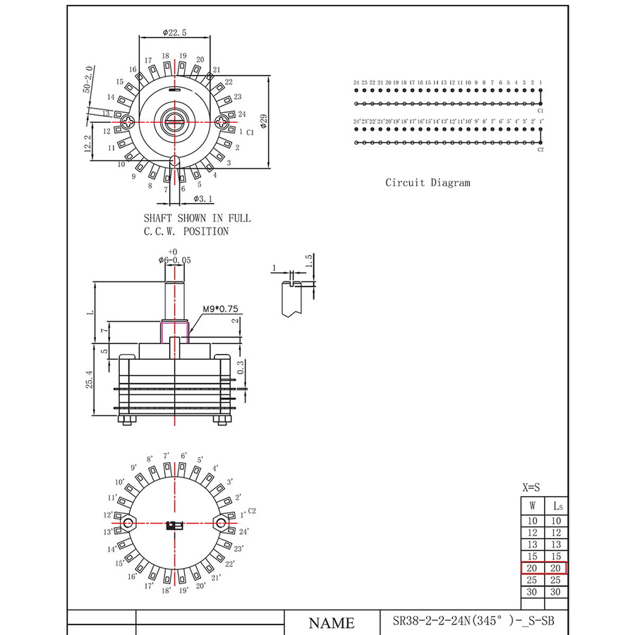 CHANGELIN Zweikanal-Drehpotentiometer mit rundem Knopf, 24 Stufen, 50 K, multicolour - Bild 3
