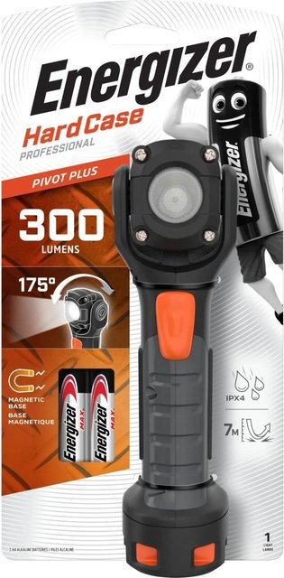 Energizer Hardcase Pivot LED Taschenlampe Schwarz-grau mit 300 Lumen und 2xAA Batterien - Bild 2