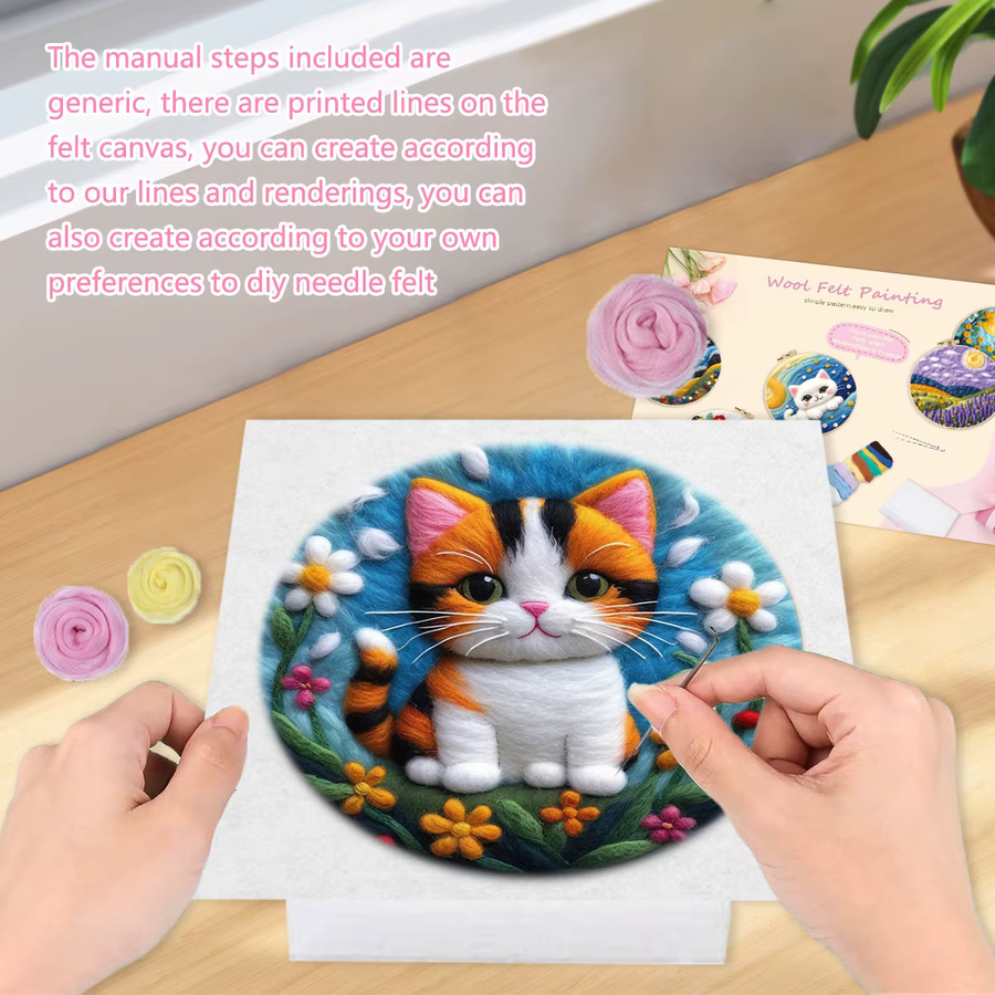 RUOPOTY Wollfilz-Paket, niedliche Katze, Wollfilz-Set, Bunt / Mehrfarbig - Bild 2