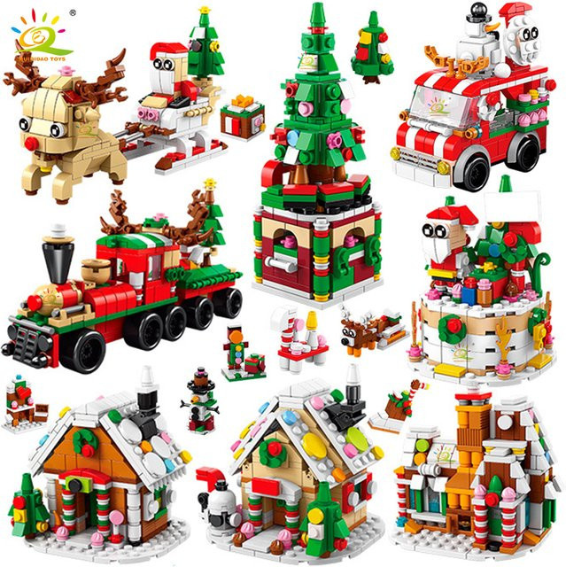 HUIQIBAO Christmas Elk Deer Santa Claus Building Blocks Set 6in1 - Bild 1