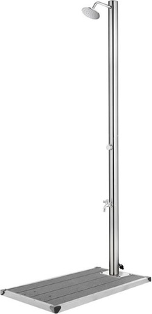 vidaXL Gartendusche aus Edelstahl mit grauer Bodenplatte, Höhe: 220 cm