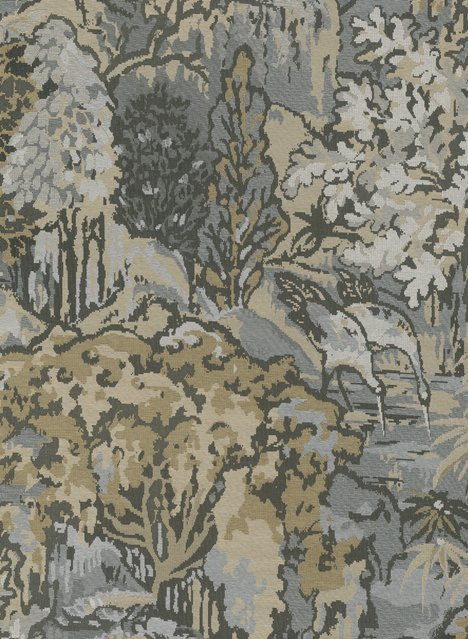 Arte International Tapete Riverbank Ombre in Grau und Multicolour mit floralem Mid-Century Design - Bild 1