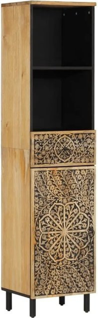 vidaXL Badschrank aus massivem Mangoholz in Braun mit Blumenmuster, B/T/H: 38 x 33 x 160 cm - Bild 1