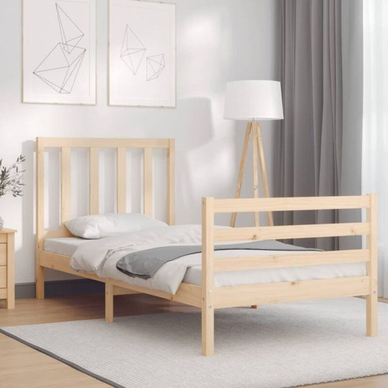 Massivholzbett vidaxl aus Kiefernholz in Braun, Landhaus und Skandinavisch Stil, B/T/H: 90 x 200 x 100 cm - Bild 1