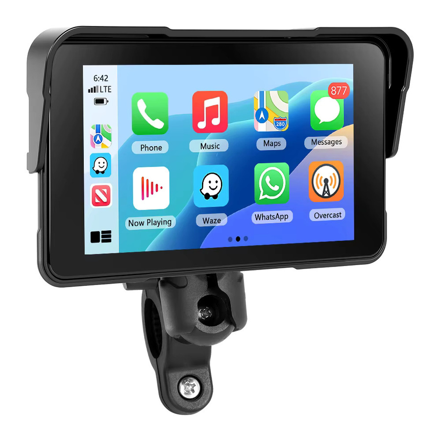 Podofo 5 Zoll Motorrad-Monitor mit Carplay und Android Auto, IP68 wasserdichter Bluetooth Smart Screen Player in Schwarz - Bild 6