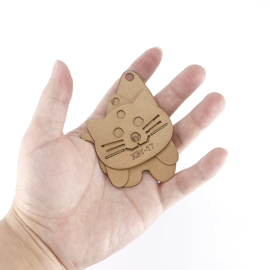 QJH DIY Leder Handarbeits-Set für personalisierte Katzen-Schlüsselanhänger mit Kraftpapier-Vorlage - Bild 2