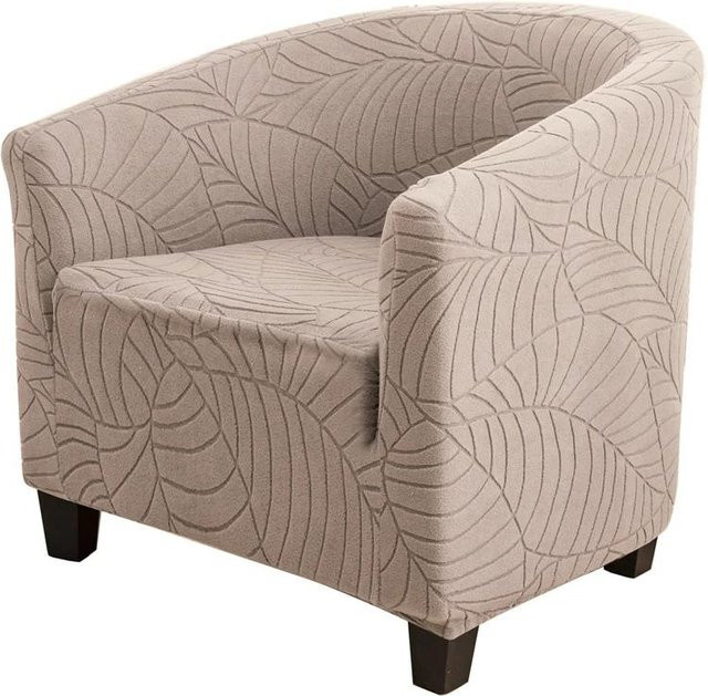Yiran Furniture Jacquard-Sesselhusse mit floralem Blättermuster in Beige, elastische und schmutzabweisende Einzelsofa-Abdeckung aus Polyester - Bild 1