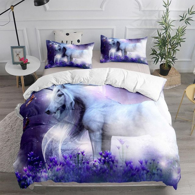 Bettwäsche Set Binchi Outdoor Product Nordische Mythologie Wald Einhorn aus Mikrofaser, Mehrfarbig, B/H: 135 x 200 cm - Bild 1