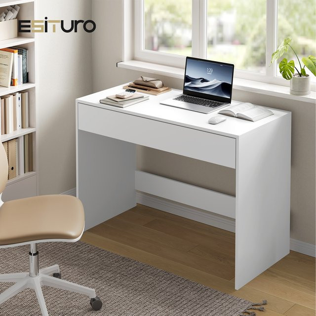Eugad Computertisch in Weiß mit Schublade und Stauraum für dein Home-Office, B/T/H: 100 x 50 x 75 cm - Bild 1
