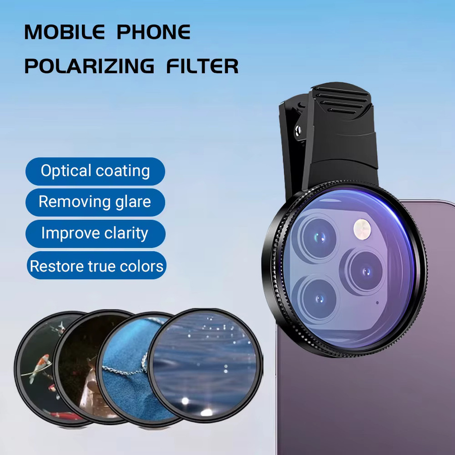 Universeller Clip-On ND Sternfilter und CPL Zirkularer Polarisationsfilter für Handykameras in Schwarz, 52mm Fotografie-Zubehör - Bild 3