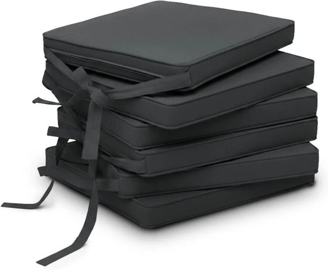 Beautissu Loft SK Stuhlkissen 6er Set Graphitgrau B: 45 cm, T: 40 cm, H: 5 cm - Bild 1