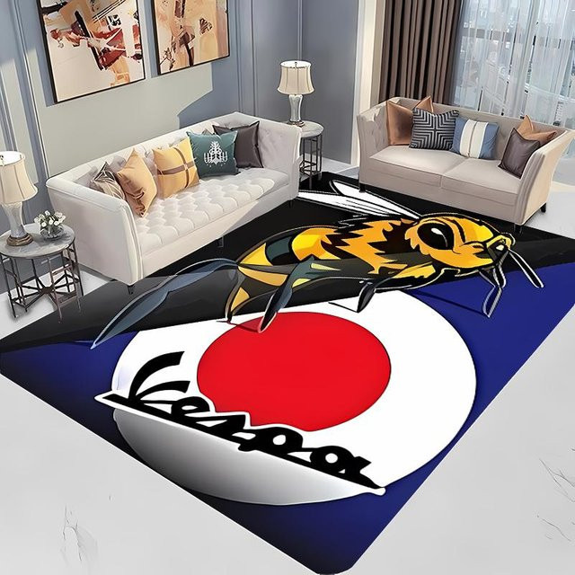 V-Vespa M0t0 3D-Druck Teppich mit Streifenmuster, rutschfest und waschbar, B/T: 100 x 120 cm, Mehrfarbig - Bild 1