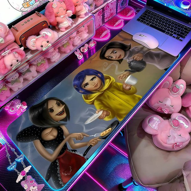 Anime C-Coraline Mauspad Multicolour Schreibtischunterlage für Laptop und Tastatur - Bild 1