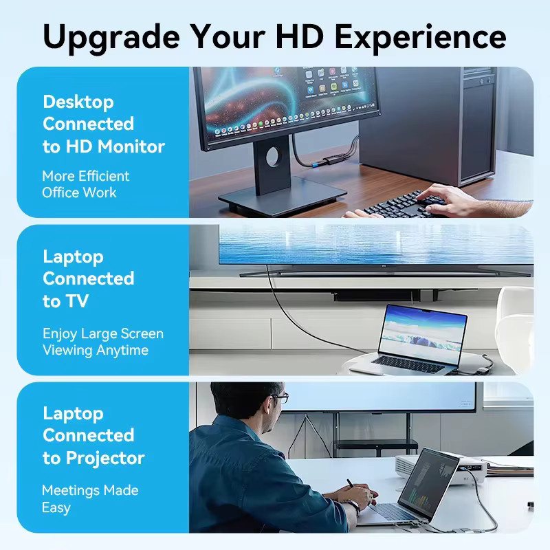 Vention VGA zu HDMI Adapter mit Audio-Unterstützung 1080P in Schwarz für PC und Laptop zu HDTV oder Projektor, 1m - Bild 3