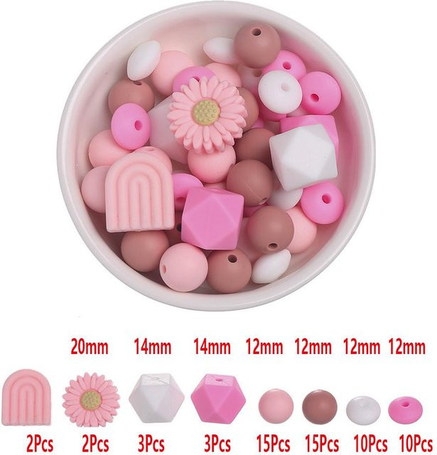 Silikon Baby Zahnungsperlen Set, Gänseblümchen, Sechseckige Form, Kinder - Bild 1
