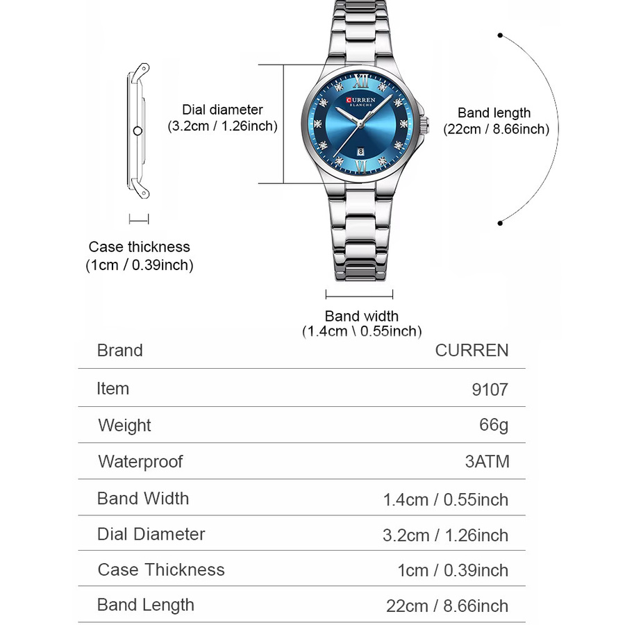 CURREN Armbanduhr, Analoguhr, Quarz, Edelstahl, Silber, Damen - Bild 5