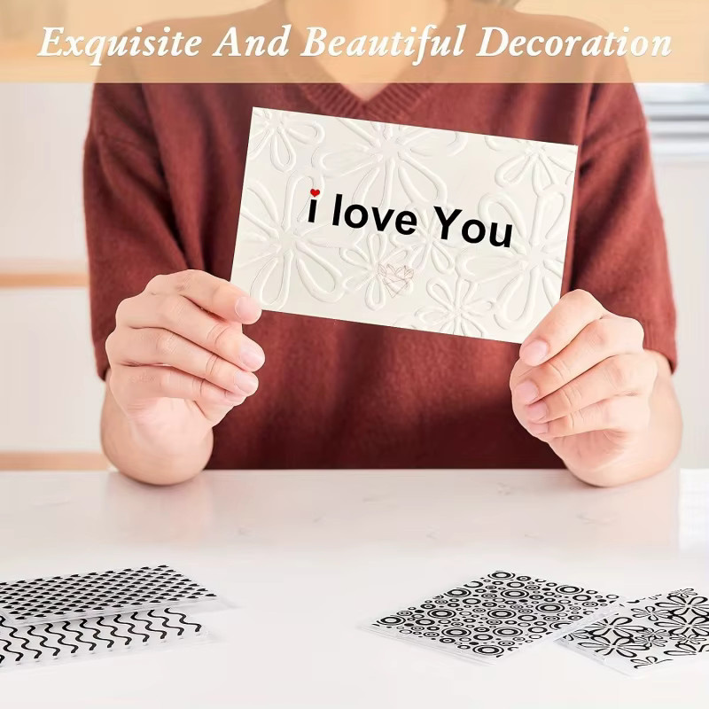 8 Stück Prägeordner Set mit Blumen-Motiven für Scrapbooking und DIY-Kartenherstellung in Schwarz aus Kunststoff - Bild 2
