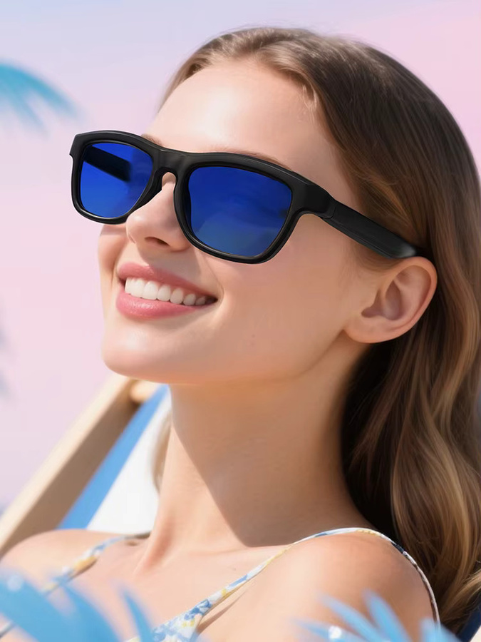 Smart Glasses Aras KI-Übersetzungs-Sonnenbrille mit Bluetooth, Musiksteuerung und Kamera in Schwarz - Bild 5