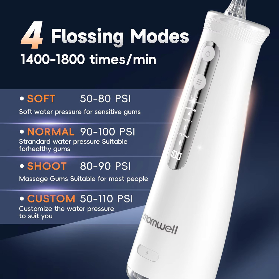 Mornwell Water Dental Flosser Munddusche, 270 ml, Unisex, weiß - Bild 3