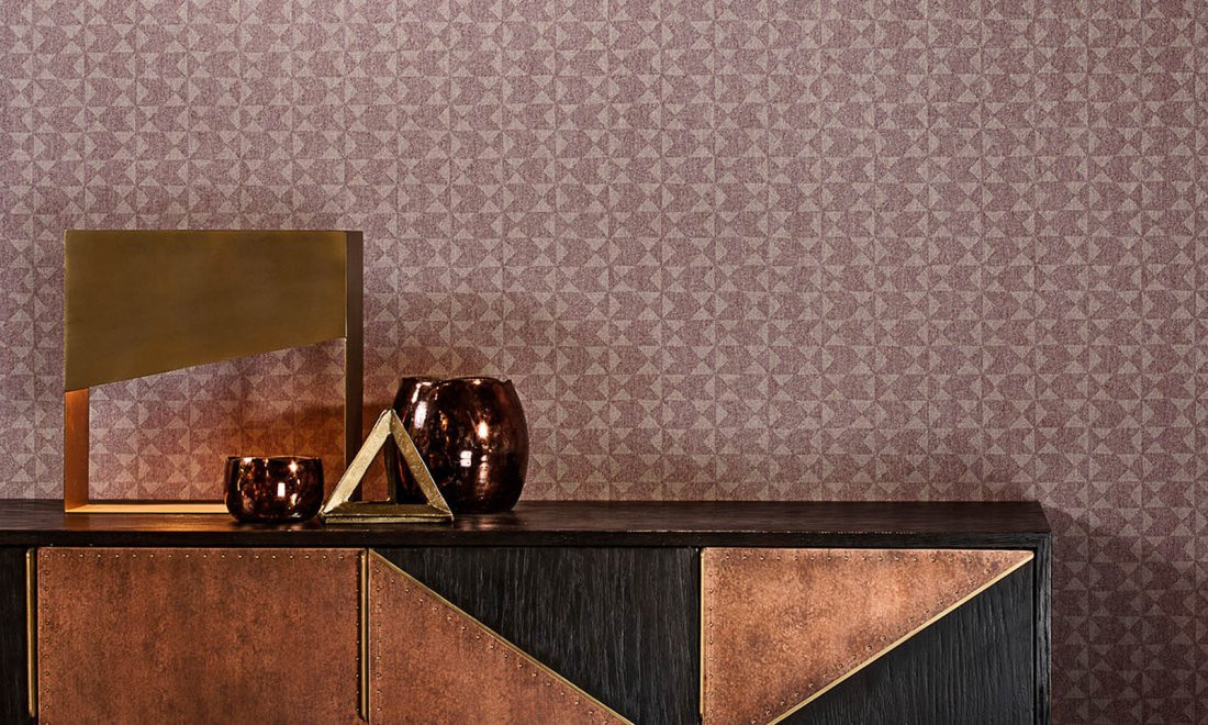 Flamant Wallpaper Rythmique Muscade Tapete mit geometrischem Art Deco Muster in Pink und Purple aus Vlies - Bild 1