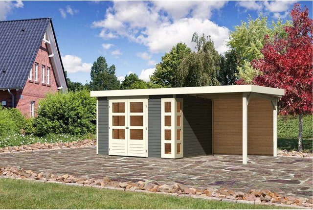 Karibu Holz-Gartenhaus Sölve in Terragrau mit Flachdach und modernem Design, B: 298 cm, T: 242 cm, H: 210 cm - Bild 1