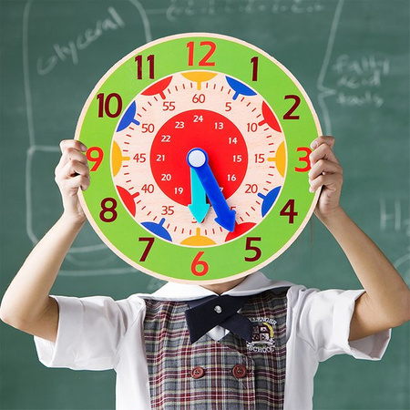 Tlewj Montessori Holzuhr Spielzeug zur Zeitlehre für Kinder in Multicolor