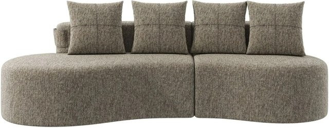 PXloue Stoffsofa in Khaki mit 4 Kissen, Becherhalter und Seitentaschen, Breite: 240 cm - Bild 1