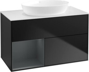 V&B Waschtischunterschrank Finion 100 in Weiß und Schwarz lackiert, B/T/H: 100 x 50,1 x 50,1 cm - Bild 1