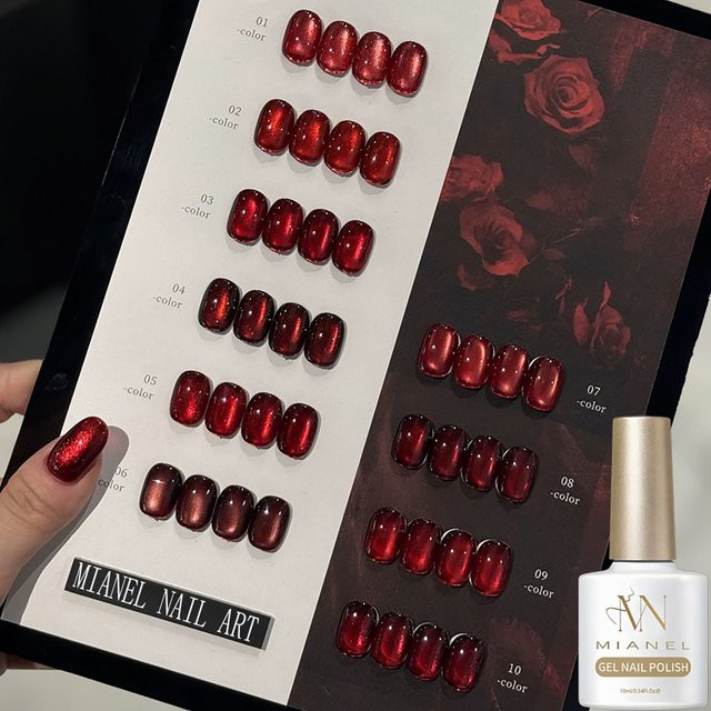 MISS MIANEL Gel-Nagellack, Rubinrose Weinrot, 10 ml, Glänzend - Bild 1