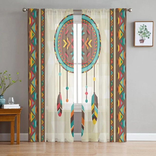 Yiran Furniture Regenbogen-Sternenlicht Chiffon-Vorhang mit Sternen-Design, transparent, mehrfarbig, B: 135 cm, H: 245 cm - Bild 1