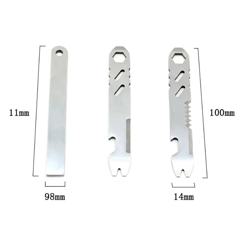 Multifunktionales Mini EDC Werkzeug aus Edelstahl in Silber mit Inbusschlüssel, Flaschenöffner und Stemmeisen für Outdoor und Fahrradreparaturen - Bild 4
