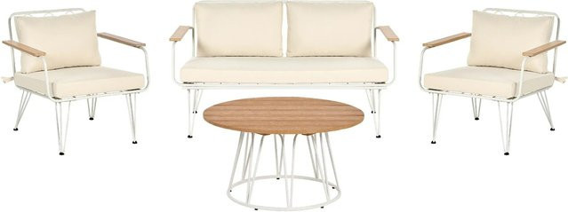 Beliani Sitzgruppe MONTESILVANO in Hellbeige mit Outdoor-Sofa, Lounge-Sesseln und Couchtisch aus pulverbeschichtetem Stahl - Bild 1
