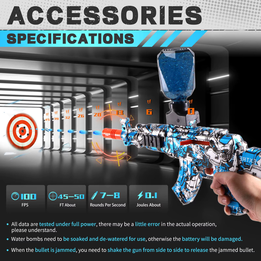 Yuizukeot Gel-Ballblaster, elektrische Auto-Fire-Spritzpistole, 2er-Pack, ab 14 Jahre - Bild 4