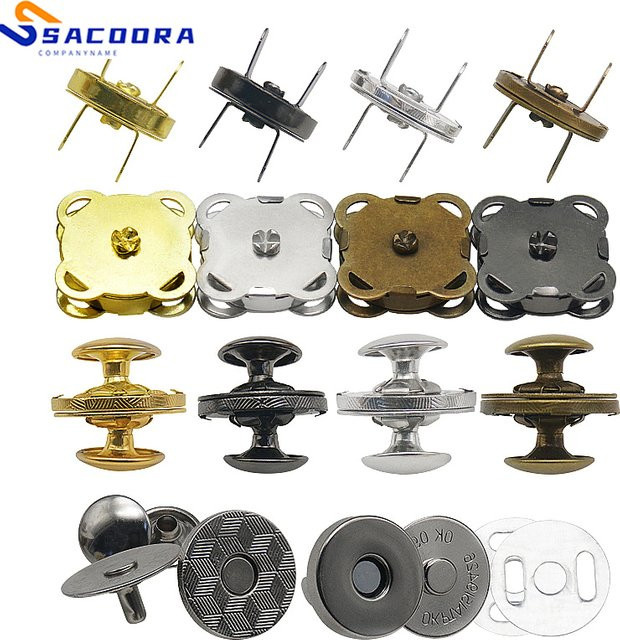 SACOORA Magnetische Druckknopfverschlüsse in Silber, 10 Stück pro Packung - Bild 1