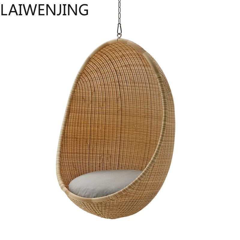 LYY Outdoor-Hängesessel aus Rattan im Vogelnest-Design in Retro Color als wasserdichter Hängekorb für Indoor und Balkon - Bild 5