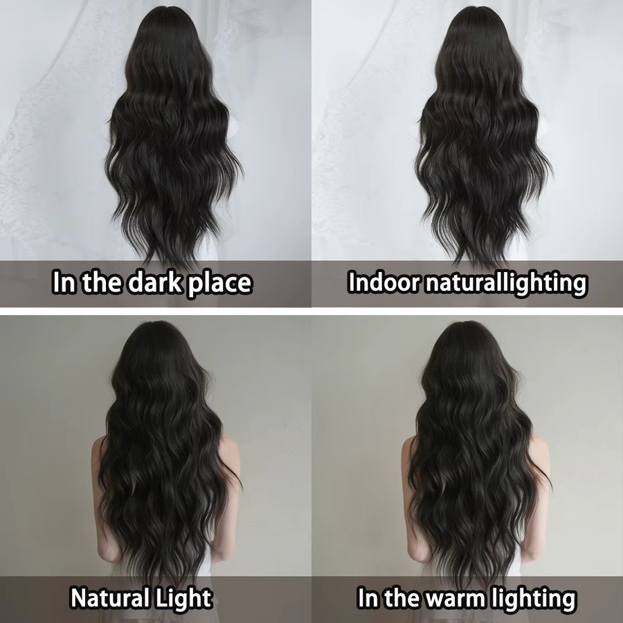 7JHH WIGS Perücke, Lange Wasserwellen, Dunkelbraun, Damen - Bild 4