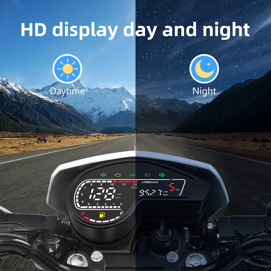 MAIMEIMI Digitaler Motorrad Tachometer mit LED Dashboard und Blinkerlicht in Schwarz für Yamaha - Bild 4