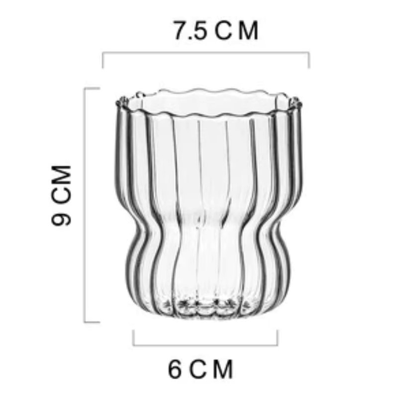 Gerippte Milchkaffee-Glastassen aus Glas, transparente Tumbler für Cocktails, Bier, Soda oder Saft, transparent - Bild 6