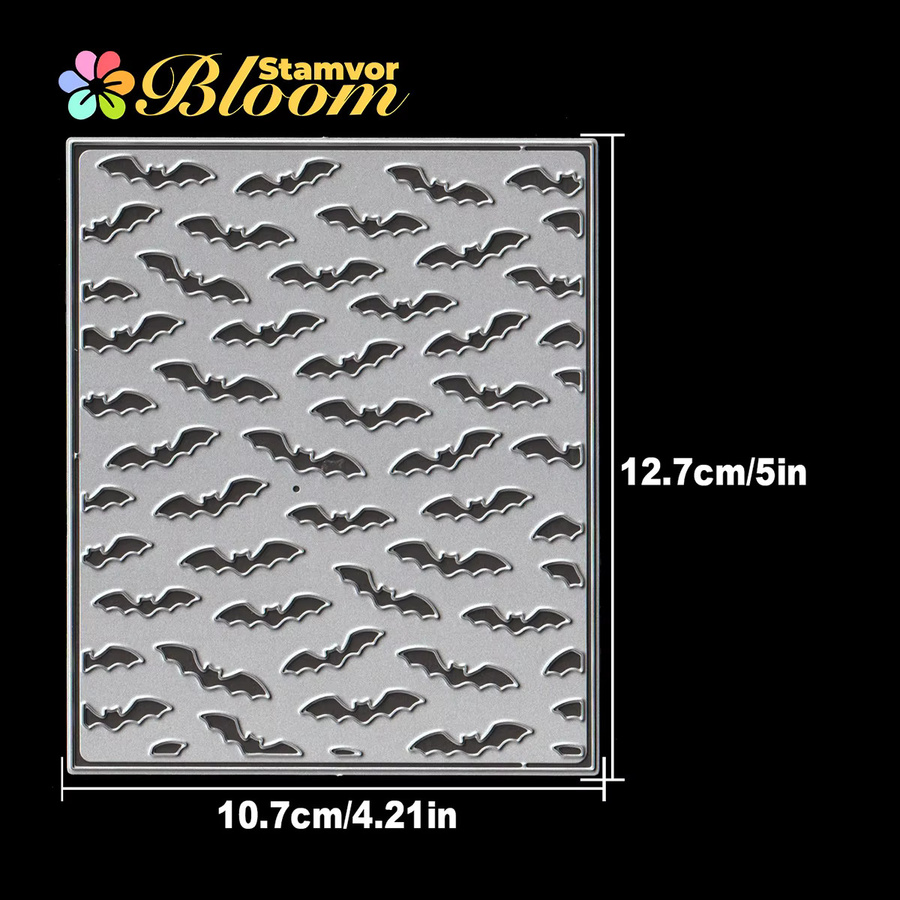 Metall Stanzform Halloween Fledermäuse mit quadratischem Rahmen für Scrapbooking und Prägung in Silber - Bild 2