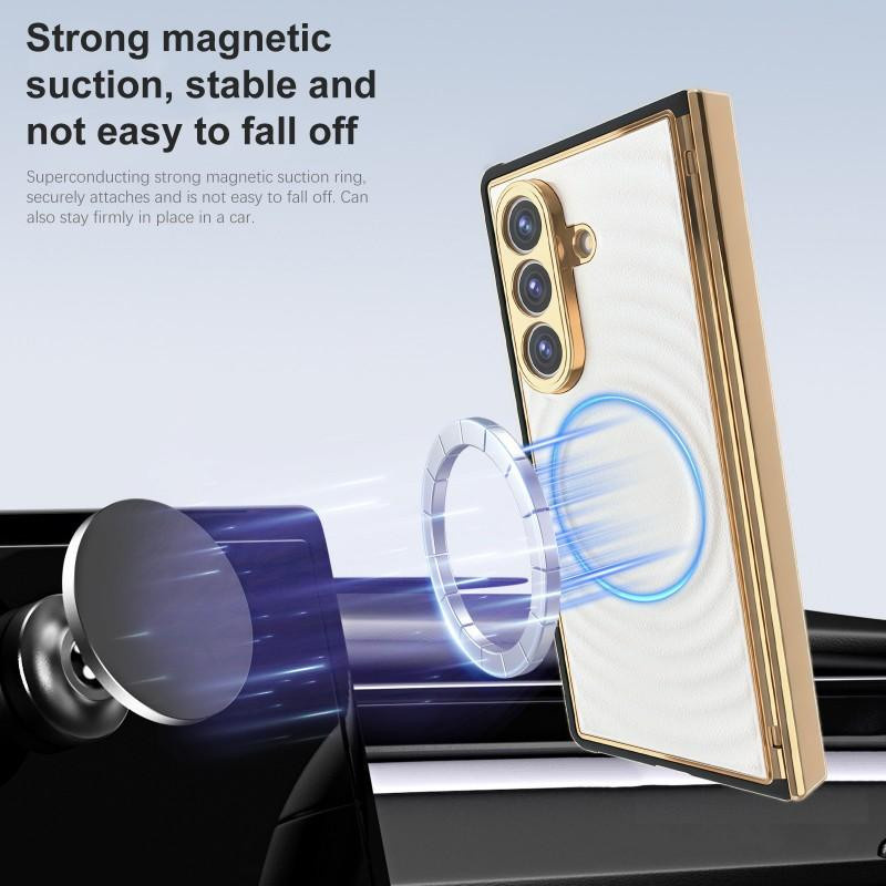 Samsung Galaxy Z Fold 7 Handyhülle aus Leder mit integriertem Magnetring und gehärtetem Glas in Fingerabdruckresistenter Ausführung - Bild 4
