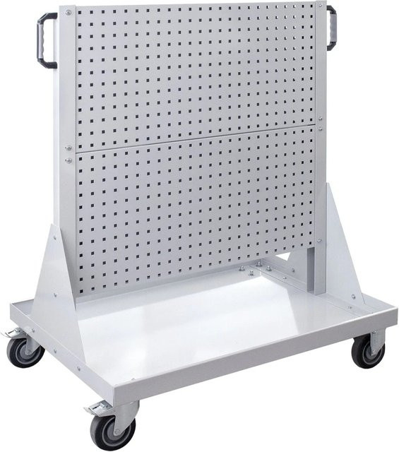 PROREGAL Rollwagen mit 4 Lochplatten in Lichtgrau, H x B x T: 126 x 106 x 73 cm - Bild 1