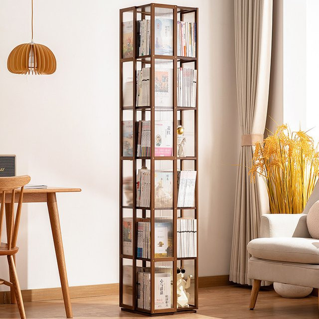 DUTRIEUX Eckregal aus Holz in Braun als modernes Bücherregal und Bibliotheks-Organizer - Bild 1