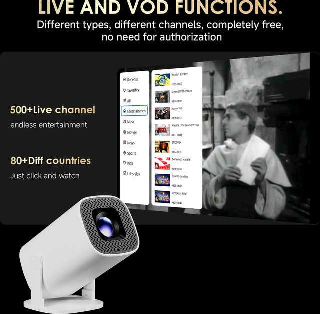 HONGTOP P30PLUS Smart Mini-Projektor mit Coolita OS, WiFi6, 720P HD, Weiß - Bild 1