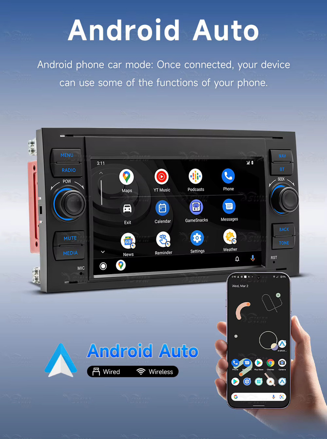 BQCC 7-Zoll MP5 Autoradio-Empfänger mit RDS in Schwarz passend für Ford Transit und General Motors Fahrzeuge - Bild 3