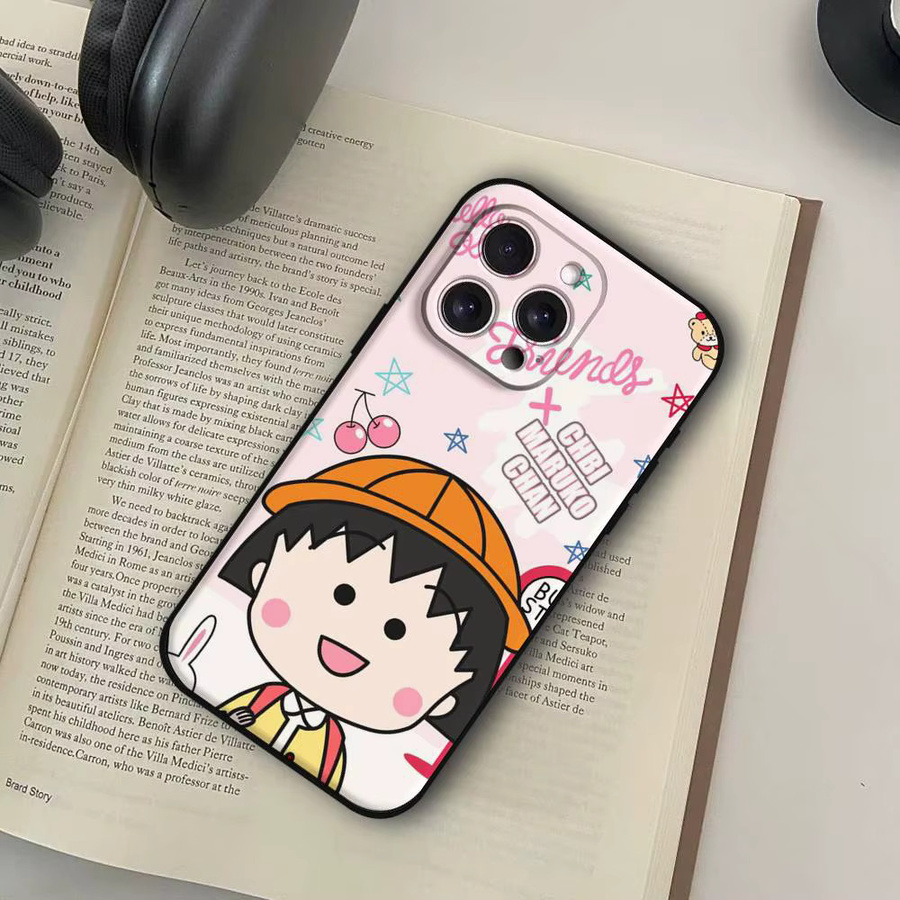 Chibi Maruko Chan Handyhülle für iPhone 11 bis iPhone 17 Pro Max in Schwarz und Multicolour als weiche Schutzhülle - Bild 5