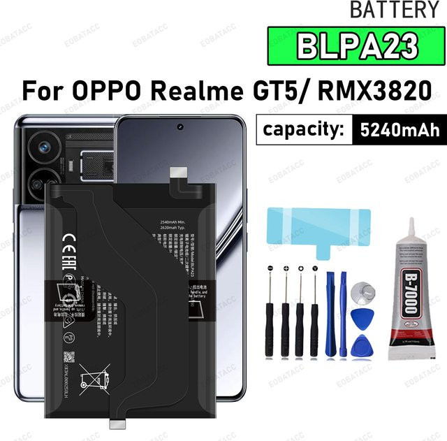 BLPA23 Ersatzbatterie für OPPO Realme GT5 RMX3820 in Schwarz inklusive Werkzeugset - Bild 1