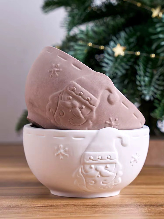 UDOCOOL Silikonform für runde Beton-Lagerschalen mit Santa Claus Relief für DIY Duftkerzen und Blumentöpfe, Weiß - Bild 6