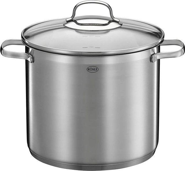 RÖSLE Suppentopf Elegance 18 10 aus Edelstahl, Silber, transparent, Volumen: 8 l, B/T/H: 33 x 25,5 x 28 cm - Bild 1