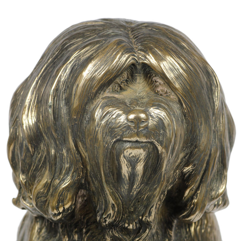Art-Dog Hundestatue Tibet Terrier Tsang Apso Dokhi Apso als Skulptur auf Steinsockel in Braun - Bild 8